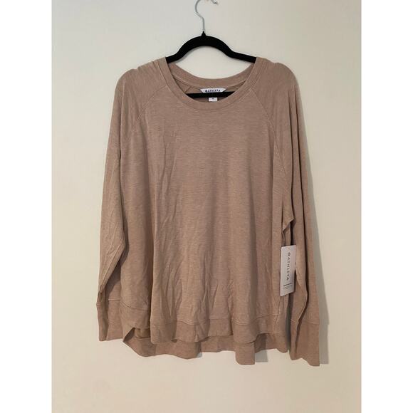 NWT Athleta Mindset Sweatshirt 2X $69 Super Soft Comfortable Long Sleeve Top Tan - Picture 1 of 7
